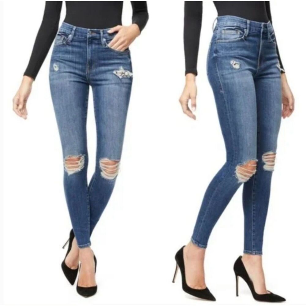 Good American Good Waist GWSPB899T Distressed Jeans Women’s 6/28